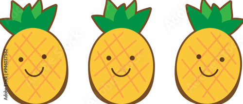 Pineapple fruit yellow cute illustration