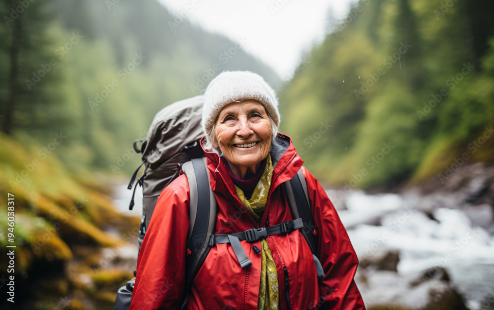 Senior Woman Hiking in the Rainforest Senior Woman Hiking in the Rainforest