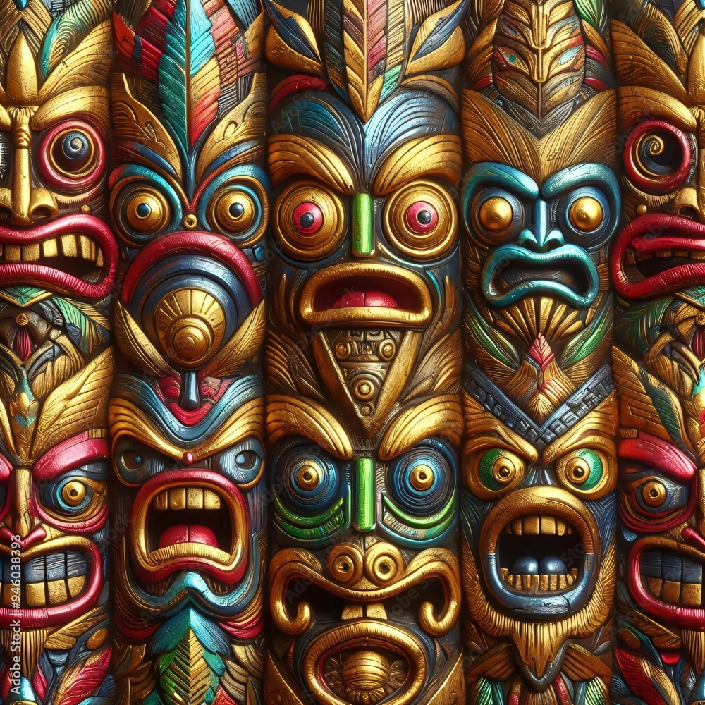 Funny cartonized tiki mask pattern
Funny cartonized tiki mask pattern