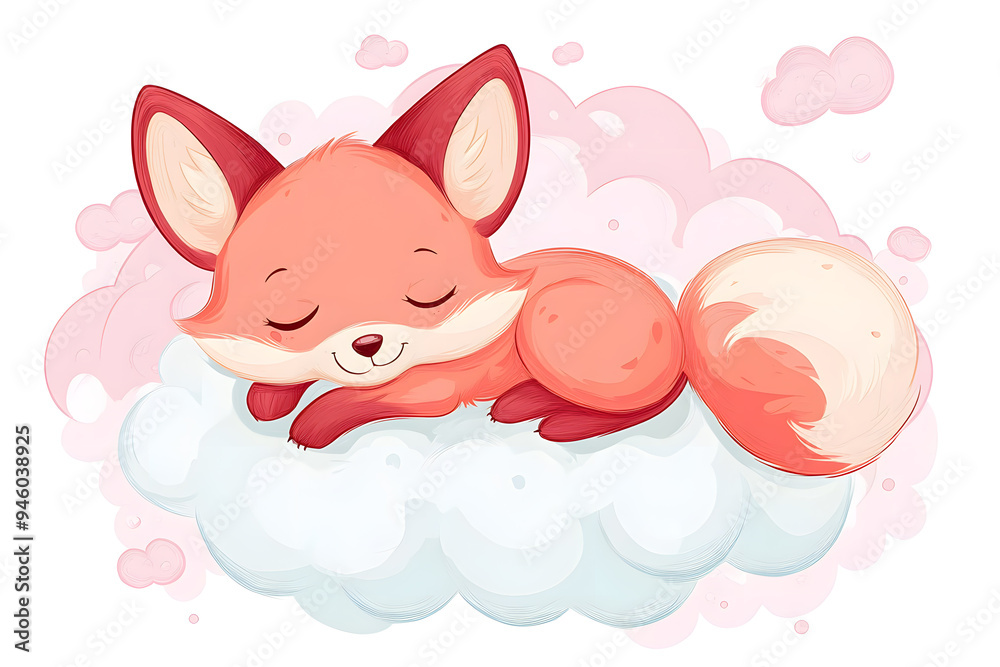 Cute little fox watercolor cartoon illustration isolated on a white background Cute little fox watercolor cartoon illustration isolated on a white background