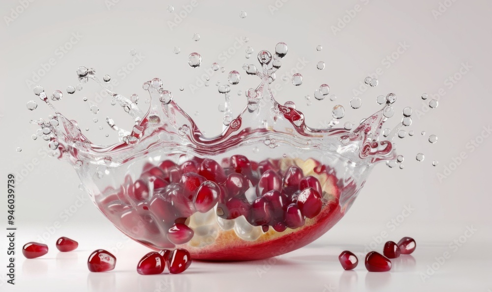 3D render Realistic of Pomegranate splash best for commercial and Design purpose isolated on white background 3D render Realistic of Pomegranate splash best for commercial and Design purpose isolated on white background