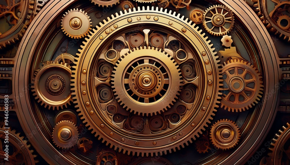 Steampunk machine gears, background with old gears, Generative AI Steampunk machine gears, background with old gears, Generative AI