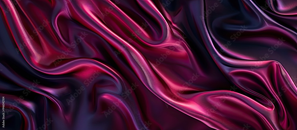 Fototapeta premium Black red and purple silk satin background Space for text or product Wavy soft folds on glossy fabric Luxurious magenta backdrop Valentine s Christmas Anniversary Black Friday Web banner Top view