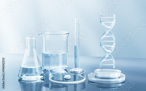 Fototapeta Naklejka Na Ścianę i Meble -  Scientific chemical laboratory equipments, 3d rendering.