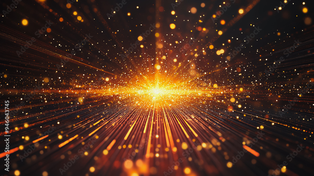 Naklejka premium Abstract light explosion and network points, dot, earth's surface, digital background Innovation network points Earth's surface wave background digital wave information technology background