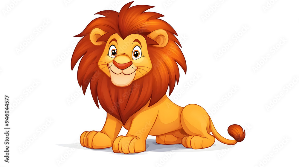 Funny cartoon smiling lion isolated on a white background Funny cartoon smiling lion isolated on a white background
