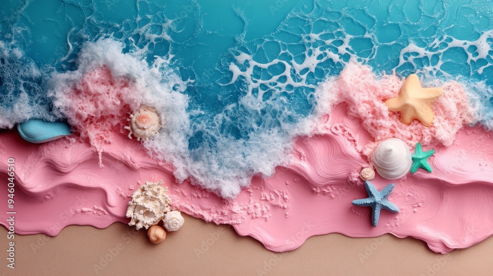 Purple, pink, blue, white sea waves crashing in. On the left there is space to enter text. Use it as a wallpaper or YouTube cover. Purple, pink, blue, white sea waves crashing in. On the left there is space to enter text. Use it as a wallpaper or YouTube cover.