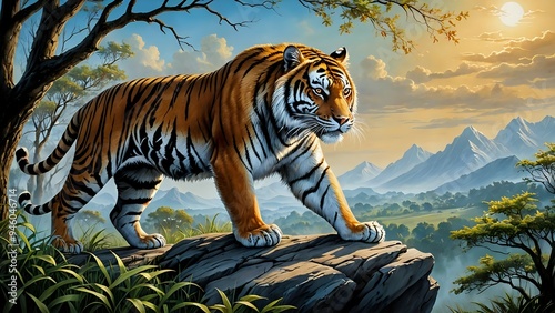 tiger on the mountain hill