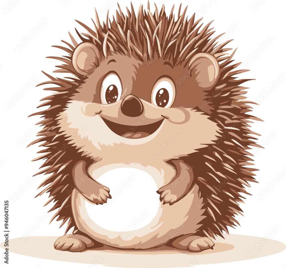 vector illustration of a cute, smiling cartoon hedgehog in a monochrome color scheme. Ideal for children's books, educational materials, and playful designs. vector illustration of a cute, smiling cartoon hedgehog in a monochrome color scheme. Ideal for children's books, educational materials, and playful designs.