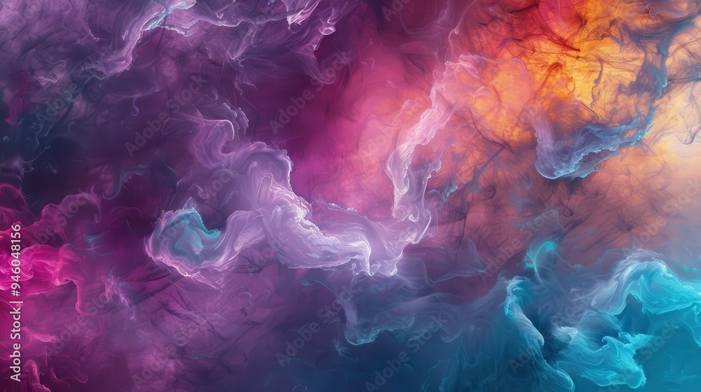Fototapeta premium Vibrant Cosmic Nebula with Abstract Textures, a mesmerizing display of swirling colors and intricate patterns, capturing the essence of deep space and stellar beauty