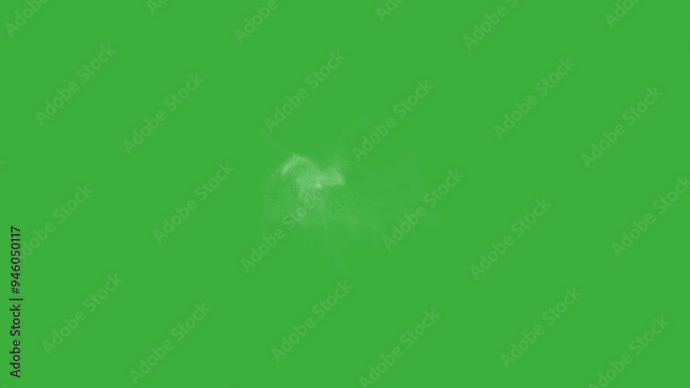 Animation video loop dust moving on green screen background 