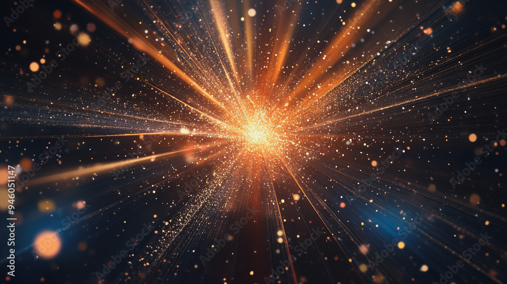 Fototapeta premium Abstract light explosion and network points, dot, earth's surface, digital background Innovation network points Earth's surface wave background digital wave information technology background