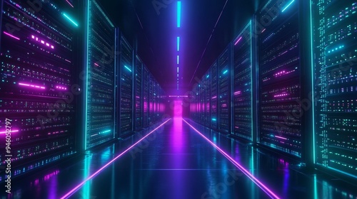 A modern data center pictured with server racks, the backbone of IT.