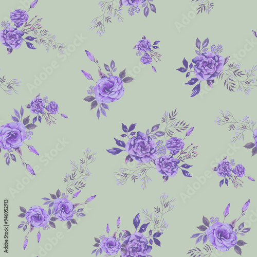 Romantic floral bouquets seamless pattern