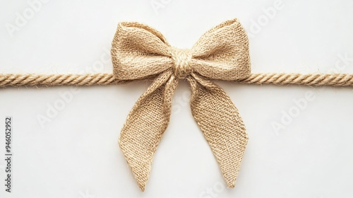 Elegant Linen Rope String Bow Isolated on White Background - Top View