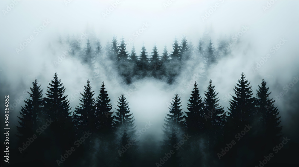 Forest Covered Fog And Low Lying Clouds Forest Covered Fog And Low Lying Clouds