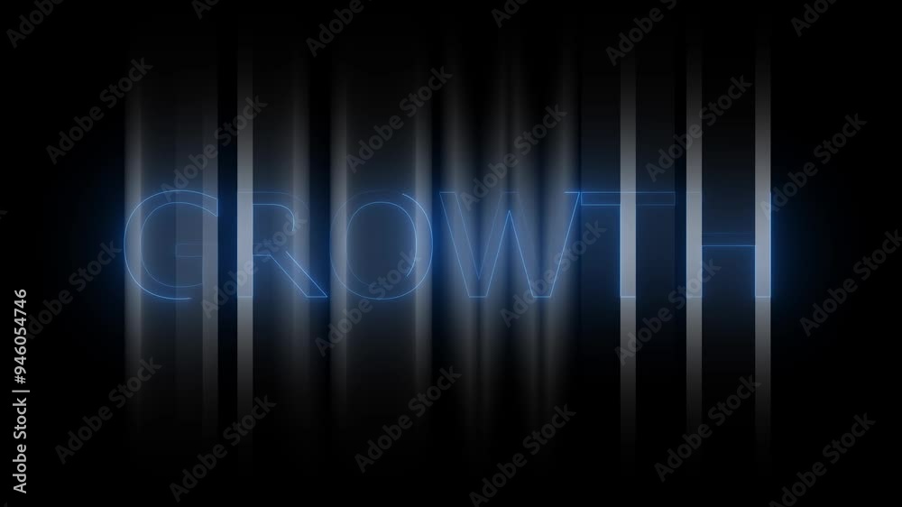 Glowing growth text glitch effects animation isolated on black background. Glowing growth text glitch effects animation isolated on black background.