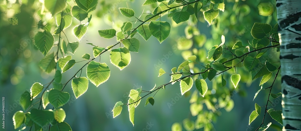 young birch foliage. Copy space image. Place for adding text and design young birch foliage. Copy space image. Place for adding text and design