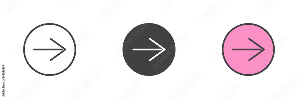 Right arrow different style icon set Right arrow different style icon set