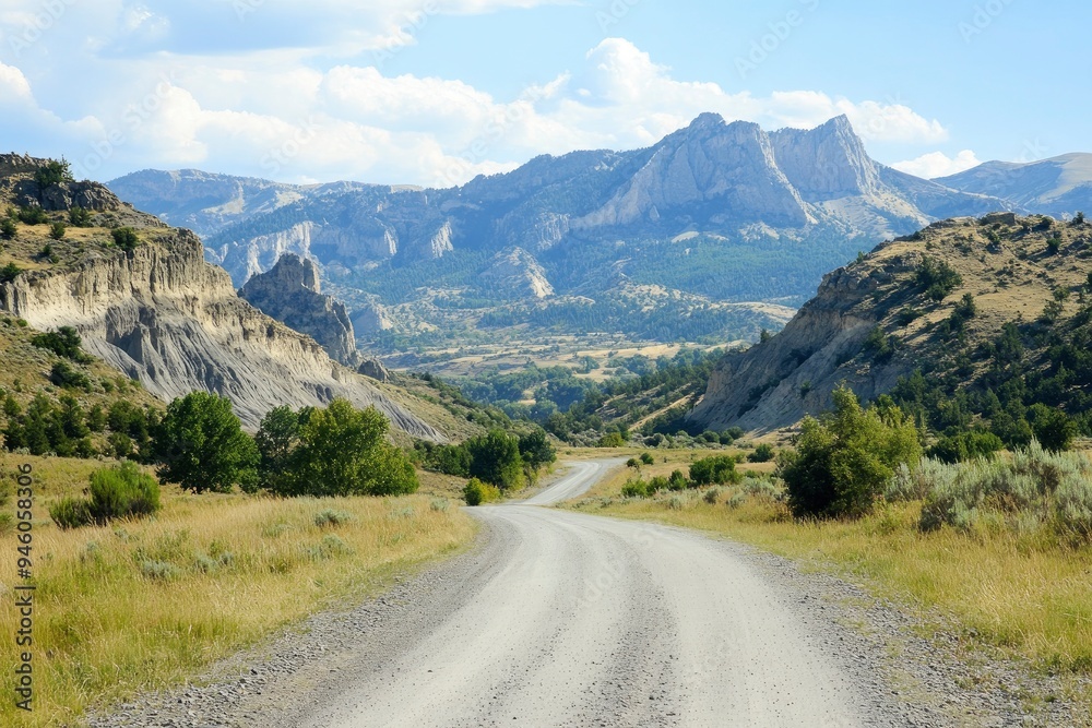 Fototapeta premium Landscape with road and mountains , ai