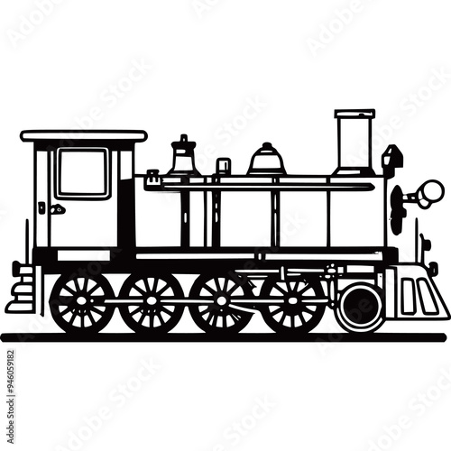 Silhouette Retro train icon hand drawing vector illustration generated Ai