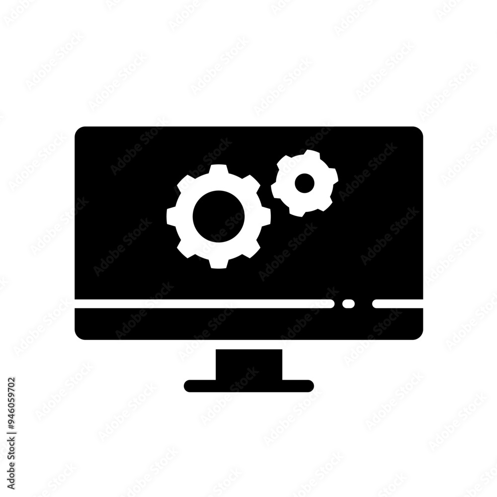 Monitor with gears, screen settings - vector icon Monitor with gears, screen settings - vector icon