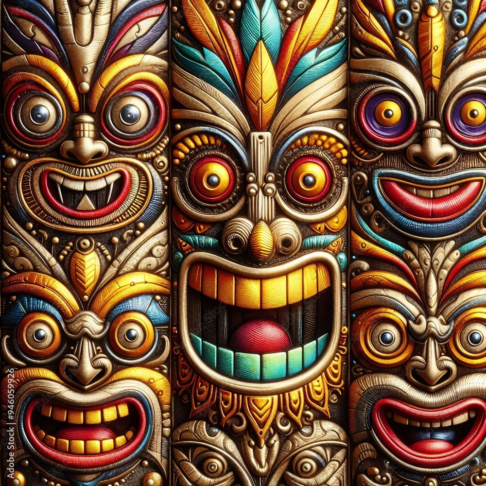 Funny cartonized tiki mask pattern
Funny cartonized tiki mask pattern
