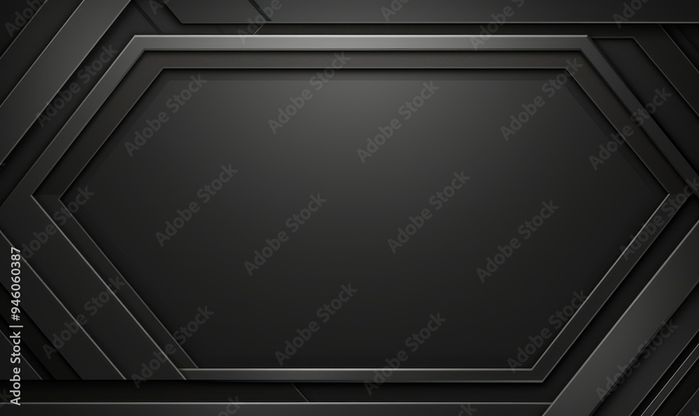 Abstract Black Geometric Pattern with a Hexagon in the Center