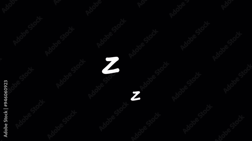 Animation of sleeping symbol zzz on alpha channel background. Sleep concept. Loop