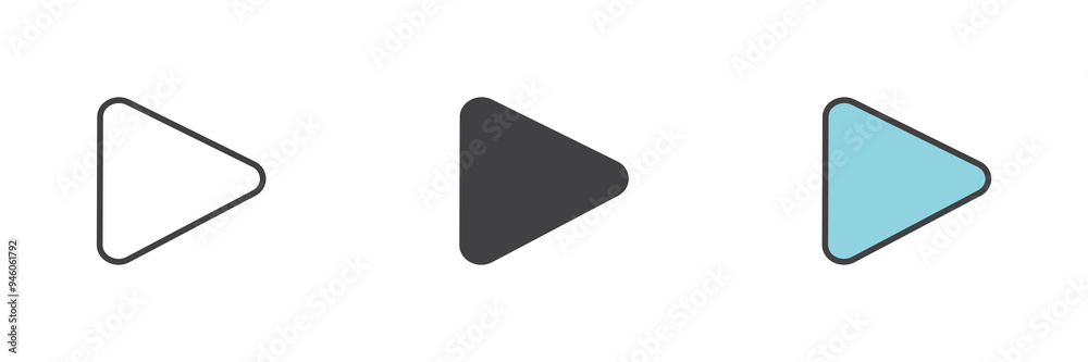 Play button different style icon set Play button different style icon set