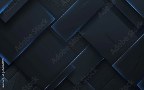 Abstract Geometric Pattern with Blue Accents on Black Background