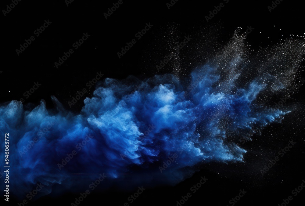 Abstract Blue Smoke Swirling on Black Background Abstract Blue Smoke Swirling on Black Background