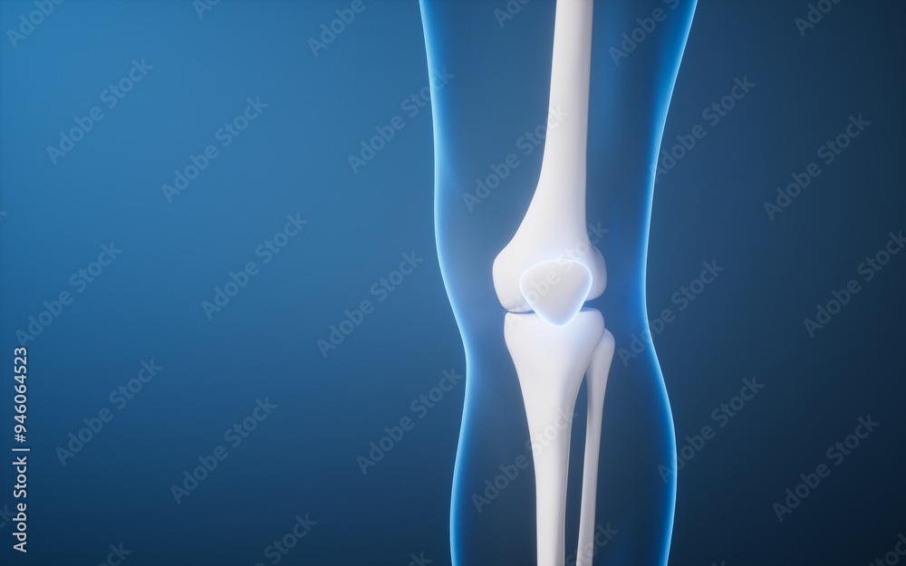 Leg bone in the transparent human body, 3d rendering. Leg bone in the transparent human body, 3d rendering.