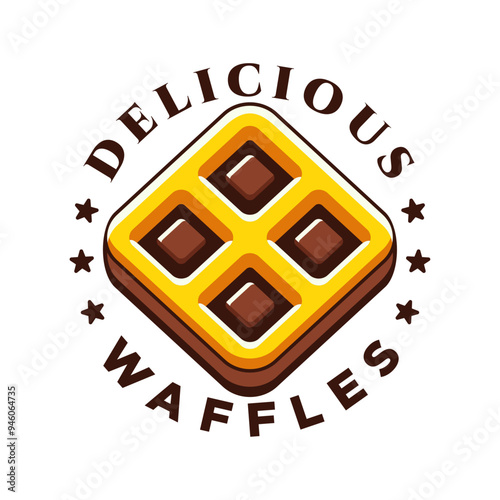 Chocolate waffle logo design emblem vector illustration template simple icon of bakery
