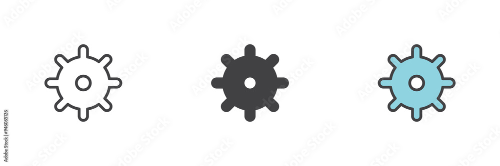 Cogwheel setting different style icon set Cogwheel setting different style icon set