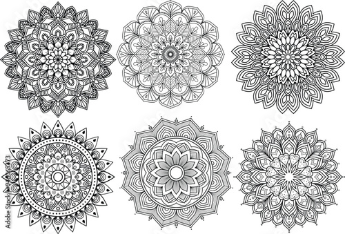 Circular pattern in the form of a mandala. Henna tattoo mandala. Mehndi style. Decorative pattern in oriental style. Figure mandala for coloring.
