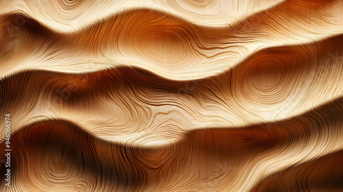 Abstract wooden background with wavy lines and a natural wood grain pattern.