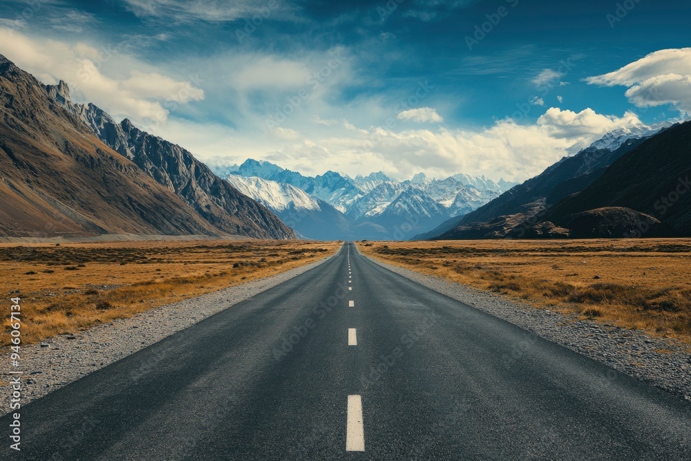 Fototapeta premium Landscape with road and mountains , ai