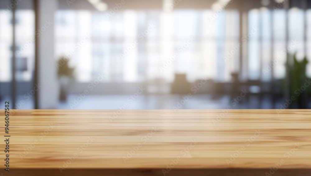 beautiful wooden tabletop counter in a clean and bright office interior background beautiful wooden tabletop counter in a clean and bright office interior background
