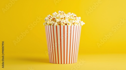 Bag of popcorn with butter, movie night theme, 3D illustration