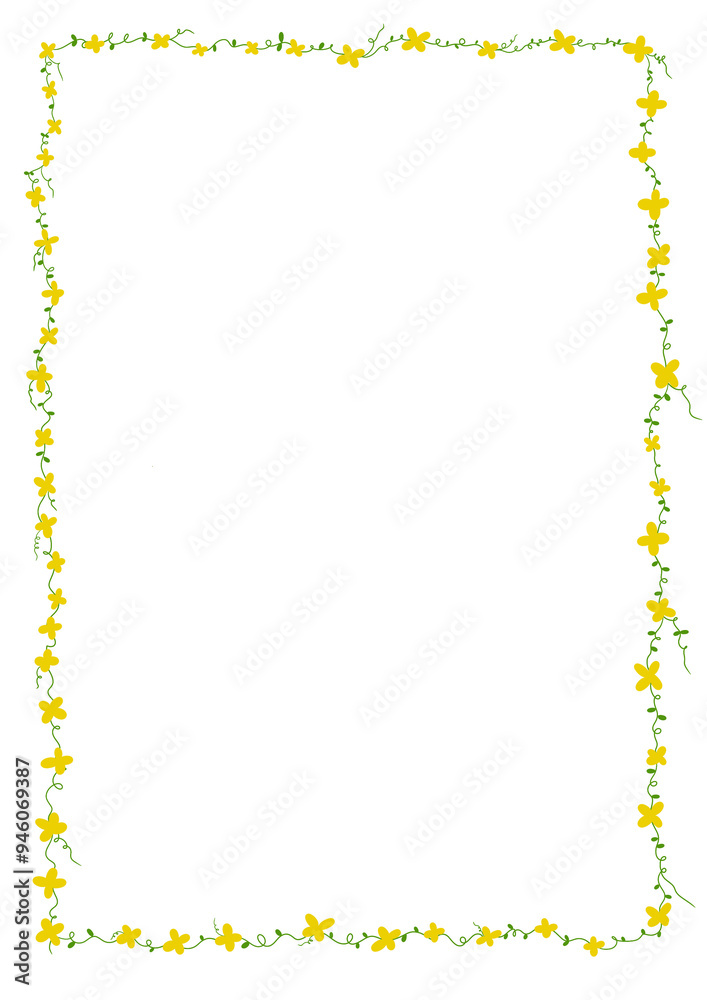 A4 paper frame green leaves with yellow flowers A4 paper frame green leaves with yellow flowers