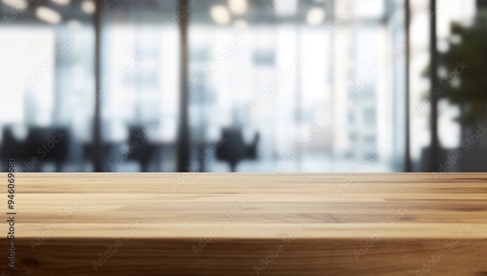 beautiful wooden tabletop counter in a clean and bright office interior background beautiful wooden tabletop counter in a clean and bright office interior background
