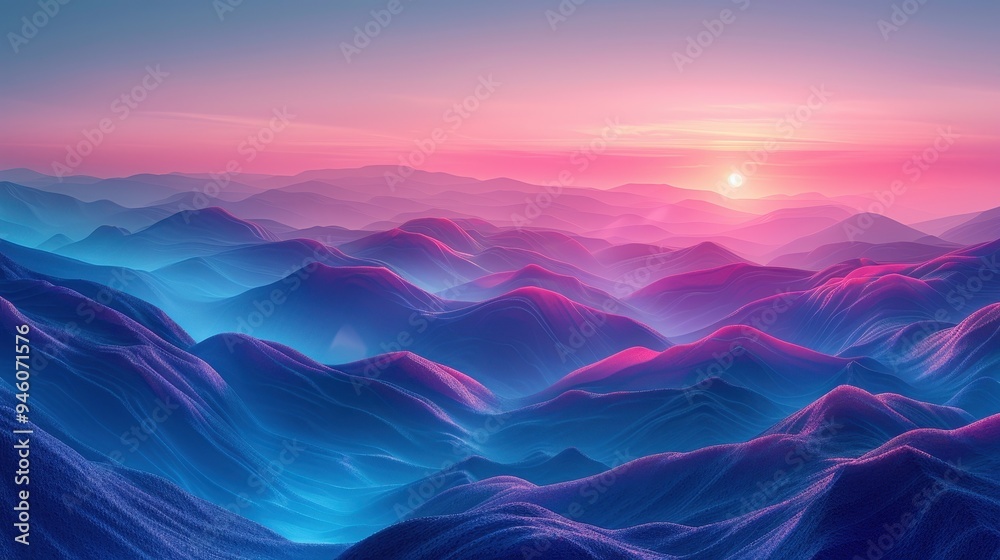 Purple and Blue Mountain Range at Sunset Purple and Blue Mountain Range at Sunset