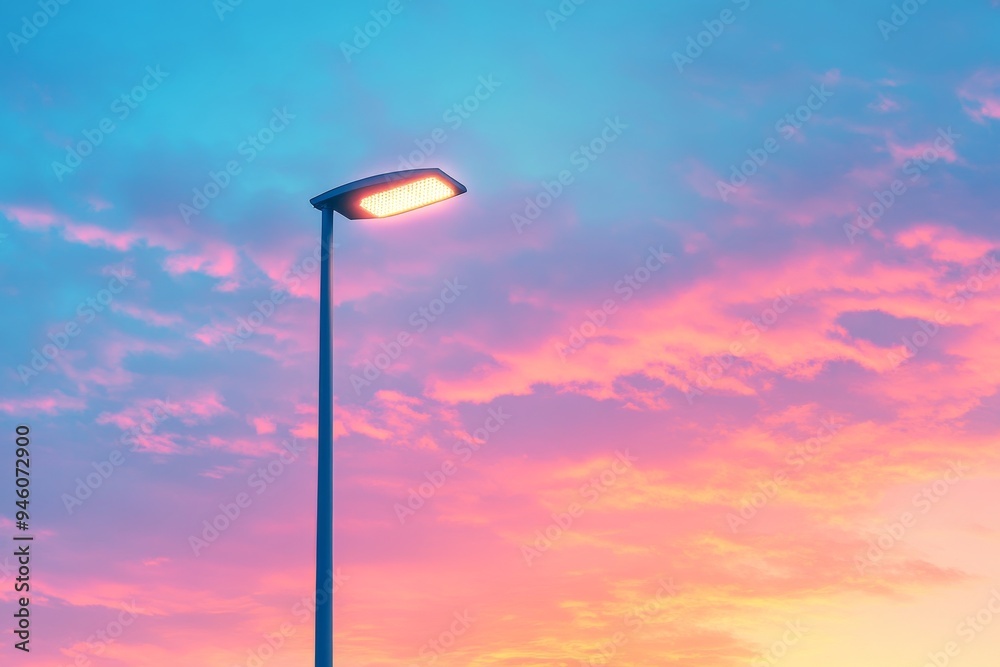 Street Lighting Pole Against Vivid Sunset Sky Street Lighting Pole Against Vivid Sunset Sky