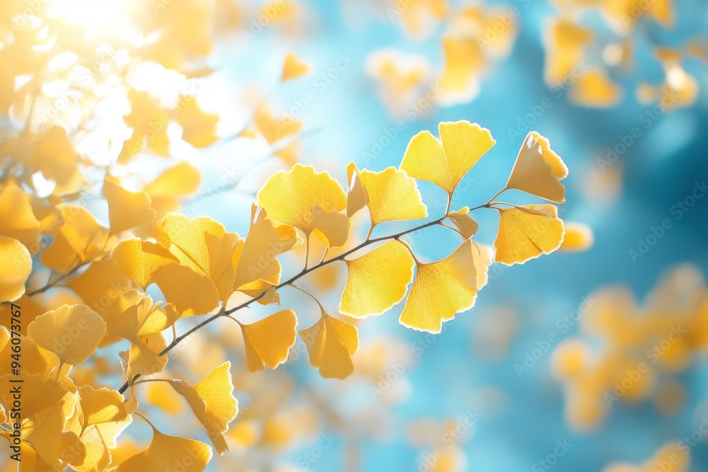 Minimalist Ginkgo Leaves Under Autumn Sunlight Minimalist Ginkgo Leaves Under Autumn Sunlight