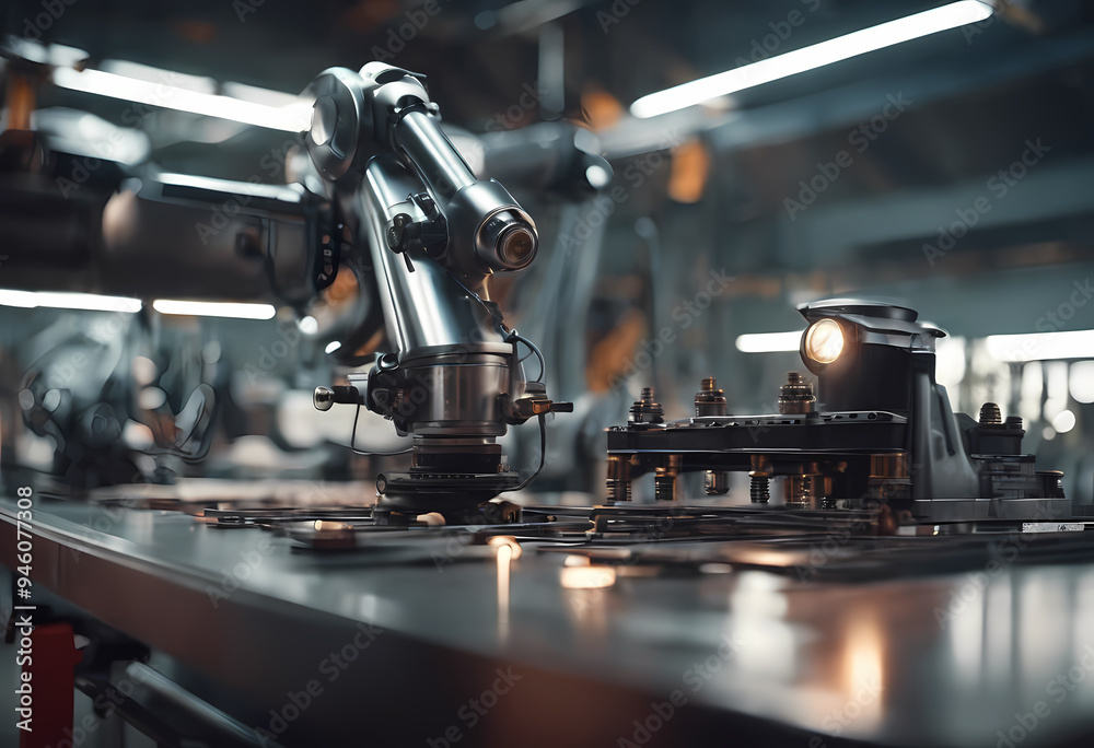 Fototapeta premium industrial robotic machine in a factory environment