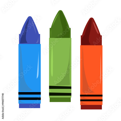Illustration of crayon coloring with three different colors