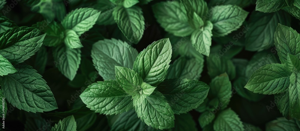 Mint leaves plant. Copy space image. Place for adding text and design Mint leaves plant. Copy space image. Place for adding text and design