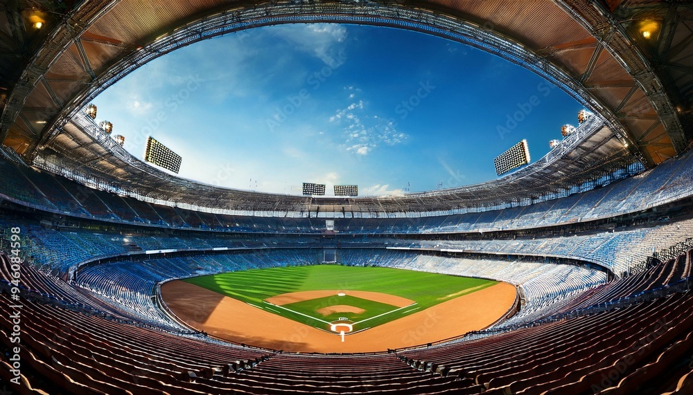 Baseball stadium seen from the inside, Generative AI Baseball stadium seen from the inside, Generative AI