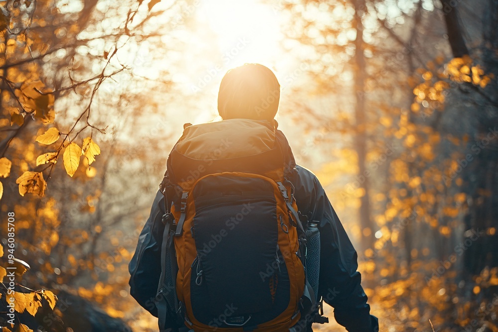Autumn Adventure: Solo Hiker Embracing the Warmth of the Season Autumn Adventure: Solo Hiker Embracing the Warmth of the Season